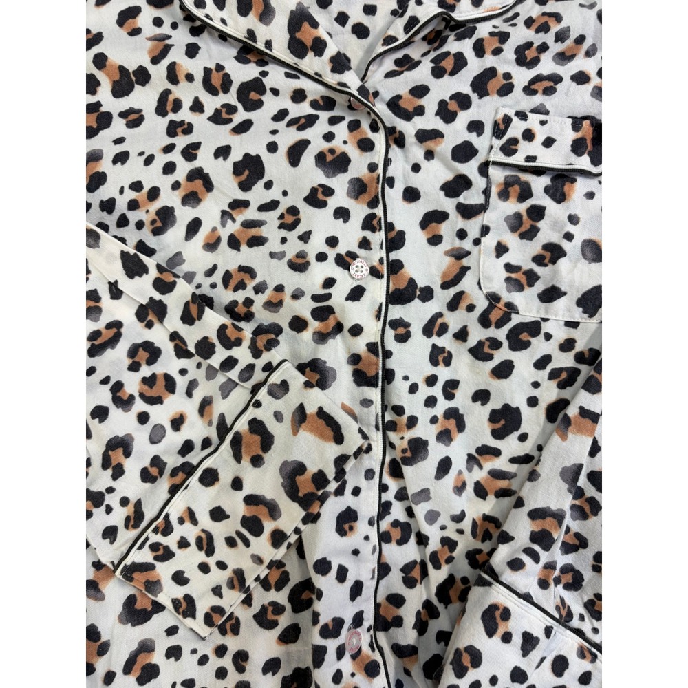 Victorias Secret Pajama Set XL Leopard Animal Print Cotton Sleepwear 288253-DQ9 - Picture 3 of 16